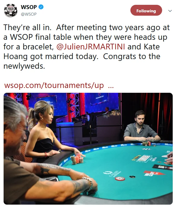 Two players who met at WSOP final table got married
