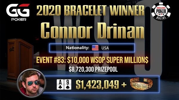 Drinan wins the last bracelet, $1.4 million and an extra $100,000 from Daniel Negreanu
