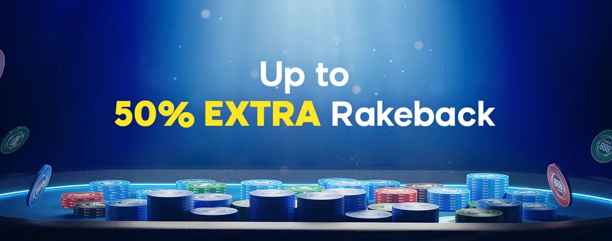 Get EXTRA 50% Rakeback on 888poker