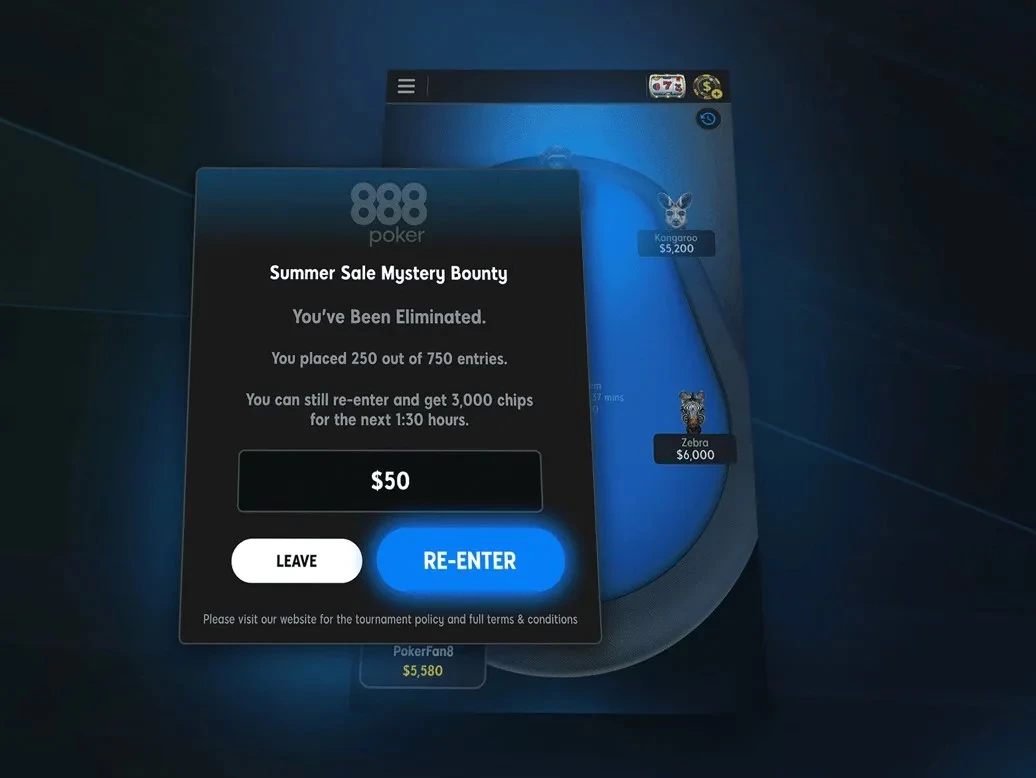 888poker Introduces Re-Entry for More Game Play and More Winning Opportunities