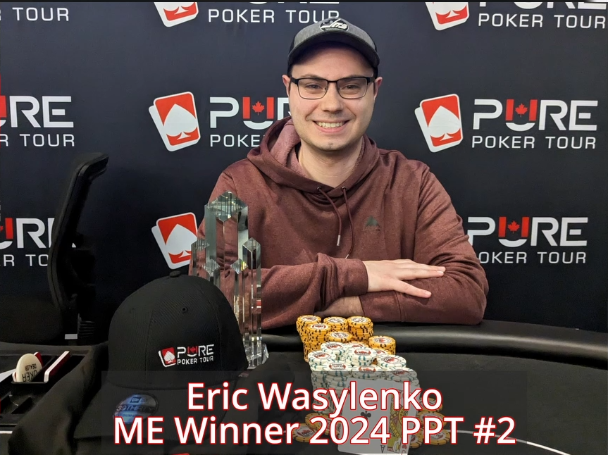 Eric Wasylenko after winning his second Main Event in a row on the 2024 PPT