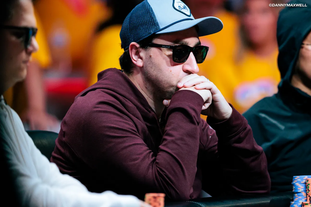 Jordan Griif, deep in concentration, while deep in the 2024 Main Event