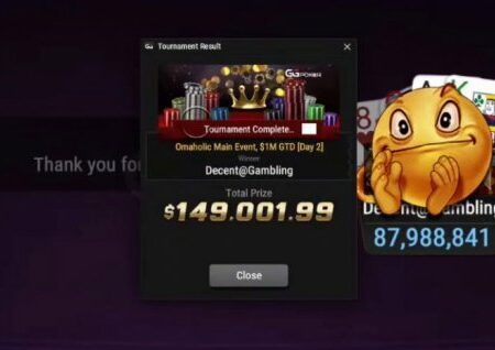 PokerPro Member ‘Decent@Gambling’ Wins GGs Omaholic Main Event for $149,001!