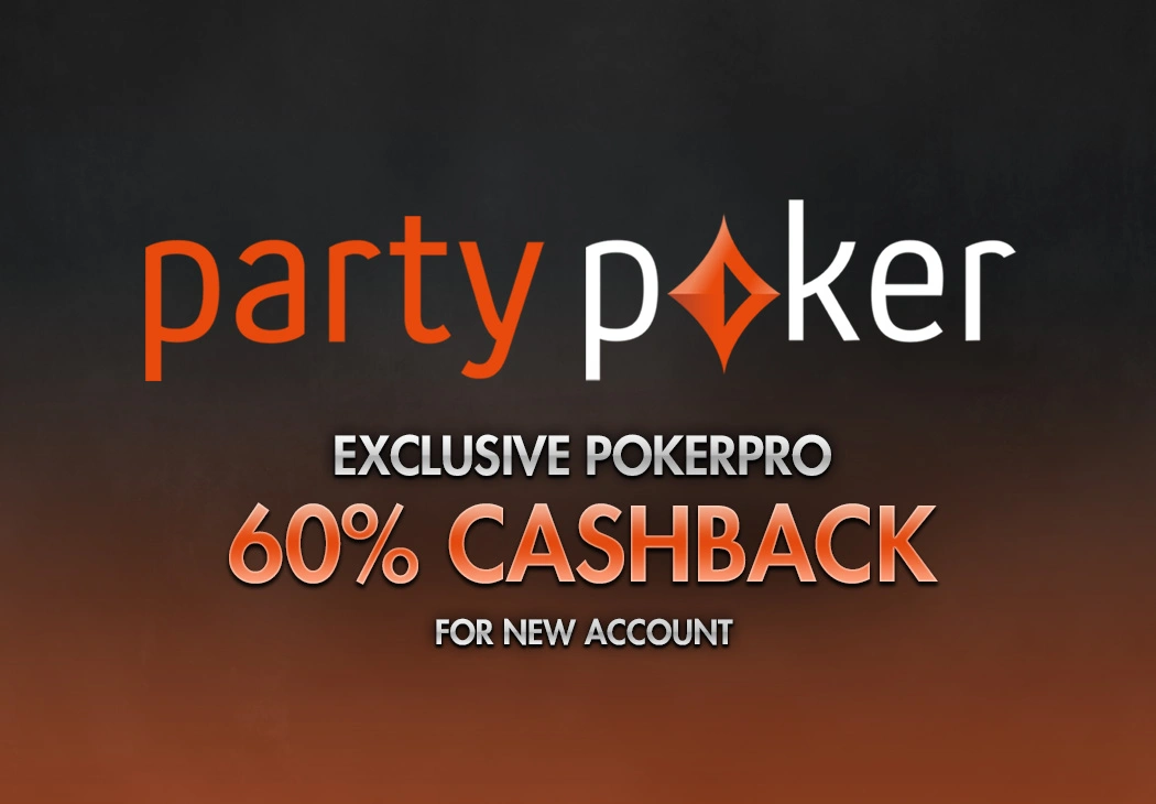 Exclusive November PokerPro 60% cashback for new account on partypoker!